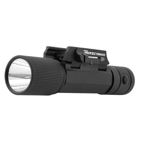 Nebo PROTEC RM400 Rail-Mounted Tactical 400 Lumens LED Flashlight with Pressure switch attachment & 2x CR123A batteries.