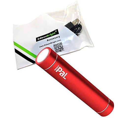 NEBO PaL 6227 rechargeable powerbank/LED flashlight (Red Body) with EdisonBright brand USB/micro USB cable