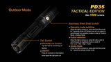 EdisonBright Fenix PD35 TAC 1000 Lumen CREE LED Tactical Flashlight with Fenix ARB-L2S 18650 Li-ion Rechargeable Battery, Fenix Smart Charger and 2 X CR123A Lithium Batteries Bundle