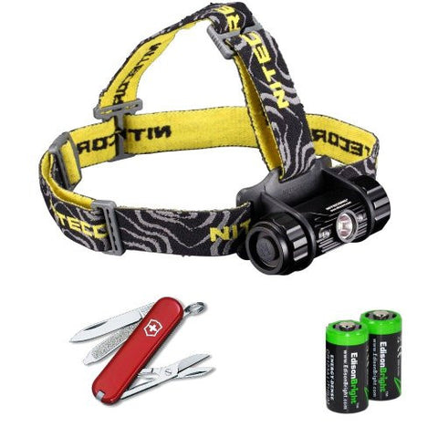 Nitecore HC50 565 Lumens CREE XM-L2 LED headlamp with Victorinox Swiss Army Classic SD Knife/multi-Tool and Two EdisonBright CR123A Lithium Batteries