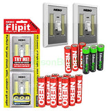 4 Pack Nebo Flipit 215 Lumen COB LED Magnetic Room/Closet/shed Light 6523 with 3 X EdisonBright AAA Alkaline Batteries Bundle