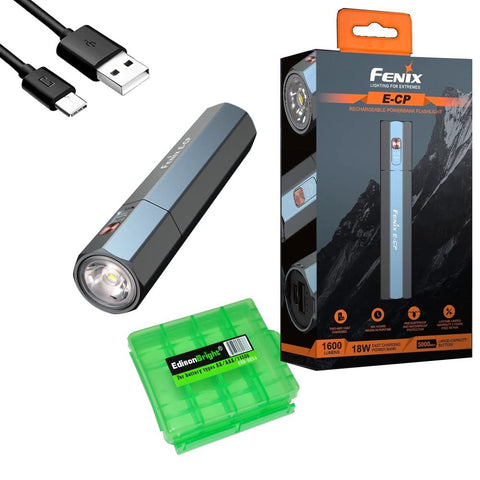 Fenix E-CP 1600 Lumen Rechargeable EDC Flashlight powerbank with EdisonBright Cable Carrier case