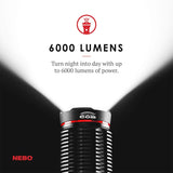 NEBO Redline 6K lumen (6000 lumen) rechargeable high power LED flashlight 6822 with EdisonBright USB powered LED reading light bundle