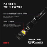 NEBO Redline 6K lumen (6000 lumen) rechargeable high power LED flashlight 6822 with EdisonBright USB powered LED reading light bundle