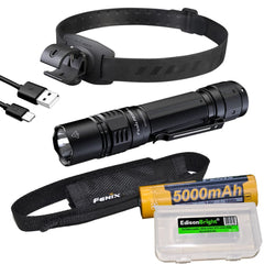 Fenix PD36R Pro 2800 Lumen Rechargeable LED Tactical Flashlight, ALD-05 Helmet Mount with EdisonBright Charging Cable Carry case Bundle