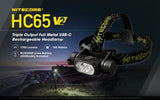 Nitecore HC65 V2 1750 Lumens LED Compact headlamp with NL1835HP Rechargeable Battery and EdisonBright USB Powered LED Reading Light