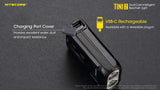 Nitecore TINI2 Black 500 Lumen USB Rechargeable LED Keychain Light with EdisonBright Brand Charging Adapter