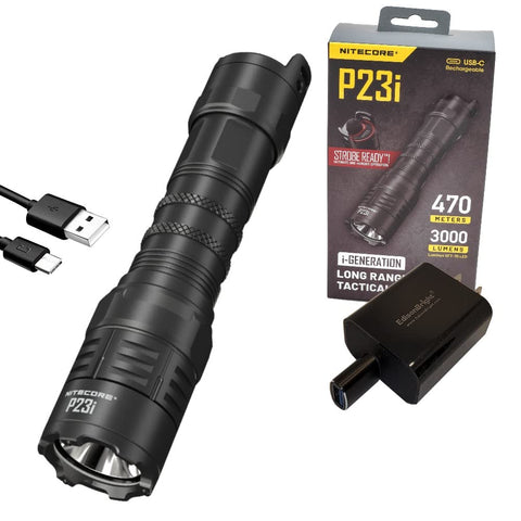 EdisonBright Nitecore P23i 3000 Lumen Rechargeable Long Throw Tactical Flashlight Brand Charging Adapter