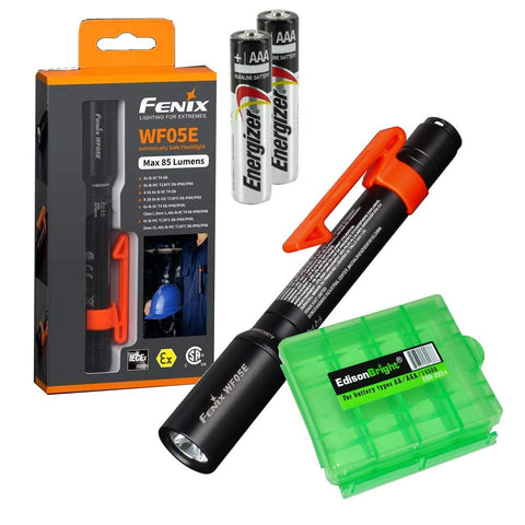 Fenix WF05E 85 lumen Intrinsically safe flashlight with EdisonBright BBX4 battery carry case