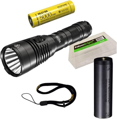 Nitecore MH25S 1800 Lumen USB-C Rechargeable 551 yards long beam throw LED Flashlight with 5000mAh Battery, Holster with EdisonBright battery carrying case