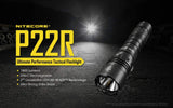 Nitecore P22R 1800 Lumen USB-C Rechargeable Strobe Ready Tactical Flashlight, battery, duty holster with EdisonBright Battery Case bundle