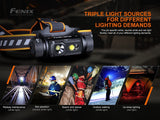 Fenix HM70R 1600 Lumen Rechargeable White/red LED Headlamp with EdisonBright Battery Carrying case Bundle
