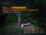 Fenix E12 V2 160 Lumen LED flashlight with EdisonBright AA alkaline battery bundle