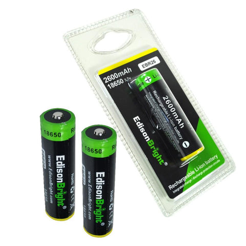 New 3 Pack Genuine EdisonBright EBR26 2600mAh 18650 Li-ion 3.7v rechargeable protected batteries