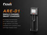 Fenix are-D1 USB Powered Smart Battery Charger for 21700/18650/16340 with EdisonBright BBX5 Battery Carry case