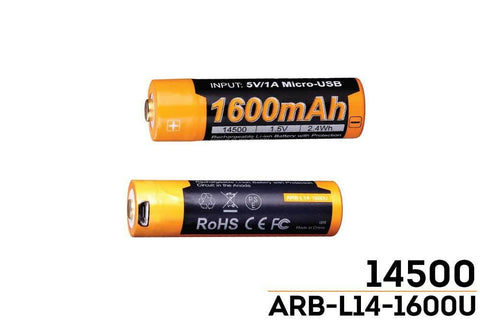 Fenix ARB-L14-1600U direct USB rechargeable 14500 1600mAh Li-ion battery