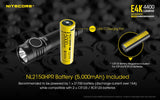 Nitecore E4K 4400 Lumen high powered Flashlight with 5000mAh 2X rechargeable Batteries and EdisonBright battery carrying case bundle
