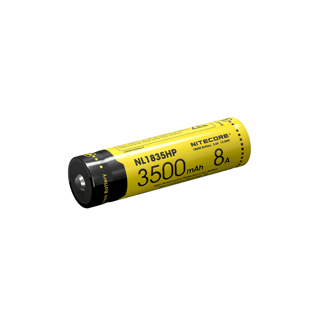Nitecore NL1835HP 18650 3500mAh 3.6v 8A 12.6Wh High Performance Protected rechargeable Lithium Ion (Li-ion) Button Top Battery