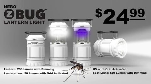 Nebo 6587 Z-BUG Mosquito-Zapping LED Lantern and Spotlight UV, White 120 Lumens LED with 360-degree Insect Zapping Rails (1,000 1,200V) including 360 degree protection, outdoor Camping Light