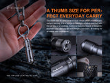 Fenix E02R 200 Lumen Mini USB Rechargeable EDC Keychain Flashlight with EdisonBright charging cable carrying case