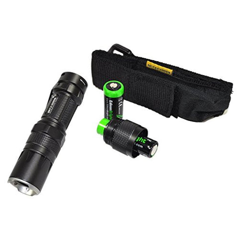 Nitecore SRT3 Defender Cree XM-L2 LED Flashlight (Grey) - Max 550 Lumens / Red / Blue secondary strobe mode with AA battery Extension, Holster, EdisonBright AA & CR123A batteries