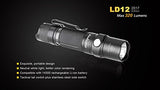 Fenix LD12 320 Lumen 2017 version LED Tactical Flashlight with EdisonBright AA alkaline battery