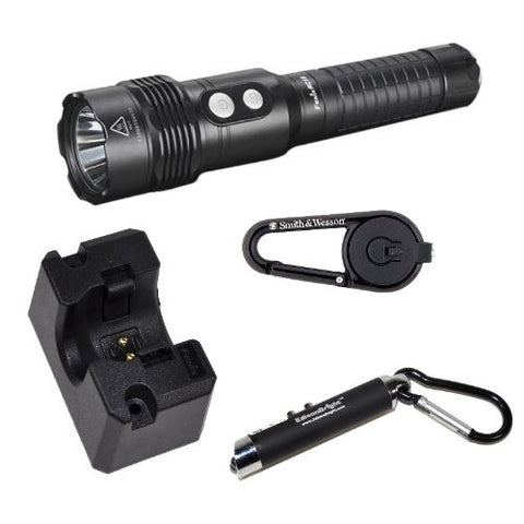 FENIX RC15 Rechargeable 860 Lumen Cree XM-L U2 LED Flashlight with Car / Home charger, black Smith & Wesson LED CaraBeamer Clip Light and EdisonBright 3-in-1 Keychain Laser Pointer, UV Light & LED Light