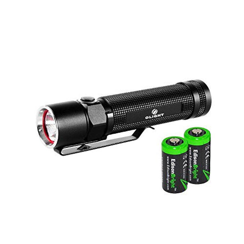 Olight S20 Baton 550 Lumens LED Flashlight with two EdisonBright CR123A Lithium Batteries