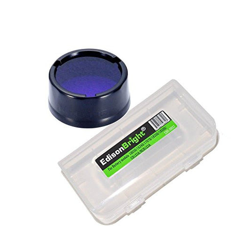 Nitecore Blue filter NFB25 with EdisonBright Battery Case for (25.4mm) P12, P10, EA2, EC1, EC2, MT21A, SRT3, SRT5, EA1, MT2C, MH1A, MH2A, MH1C, MH2C