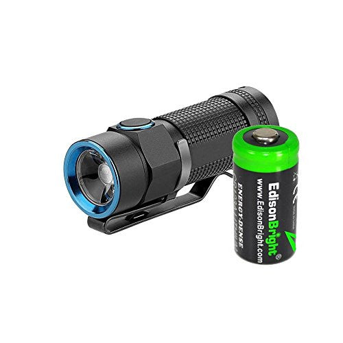 Olight S1 Baton 500 Lumen Compact EDC LED Flashlight and EdisonBright CR123A Lithium Battery bundle