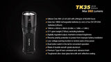 FENIX TK35 2015 version 960 Lumen Tactical LED Flashlight with 2 x Fenix ARB-L2M 2300mAh Li-ion rechargeable batteries, 4 X EdisonBright CR123A Lithium batteries, Fenix ARE-C1 18650 batery charger, in-car Charger adapter, Holster & Lanyard complete