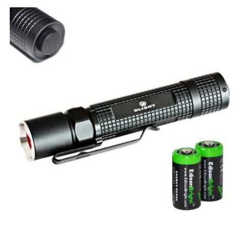 Olight M18 Maverick Cree 500 Lumens tactical LED Flashlight with two EdisonBright CR123A Lithium Batteries