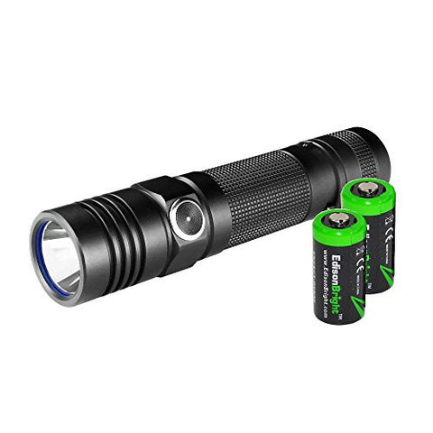 Olight S30 Baton 1000 Lumens LED Flashlight with two EdisonBright CR123A Lithium Batteries