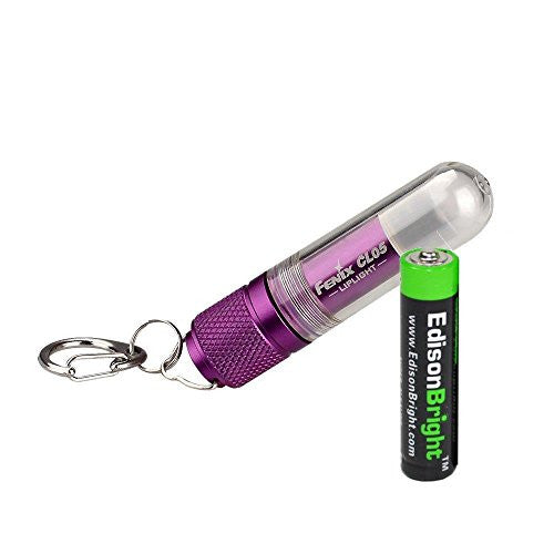 Fenix CL05 8 Lumen LipLight LED EDC tri-color light Emergency lamp (Purple body) with EdisonBright AAA battery bundle