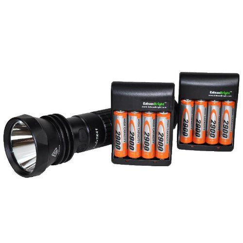 Fenix TK41 U2 860 Lumen LED Flashlight with EdisonBright rechargeable batteries & charger bundle