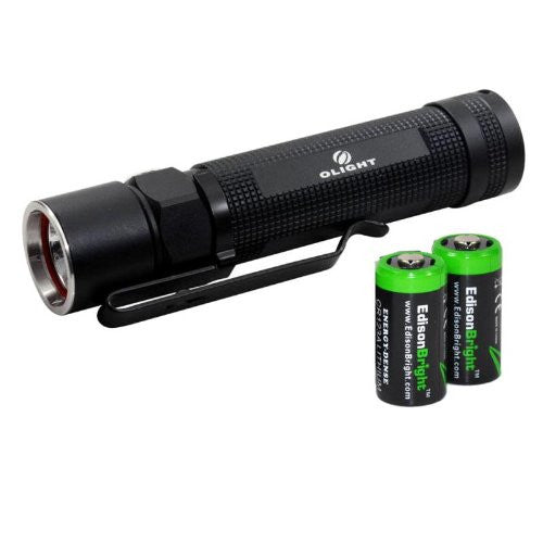 Olight S20 L2 Baton XM-L2 550 Lumens LED Flashlight with two EdisonBright CR123A Lithium Batteries