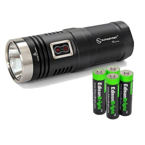 Sunwayman D40A Cree XM-L2 980 Lumens LED compact AA Flashlight/searchlight with 4 X EdisonBright AA Alkaline batteries