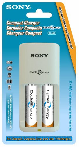 Sony BCG34HS2K Compact Battery Charger with 2 AA Batteries (Discontinued by Manufacturer)