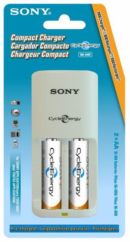 Sony BCG34HS2K Compact Battery Charger with 2 AA Batteries (Discontinued by Manufacturer)