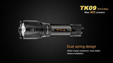 EdisonBright 2016 version Fenix TK09 900 Lumen Cree LED tactical flashlight with Fenix ARB-18-3500 battery, smary Battery charger and Two CR123A Lithium Batteries bundle