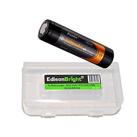Fenix ARB-L2P 3200mAh Protected 18650 Rechargeable Li-ion Battery with EdisonBright BBX3 battery carry case - Designed for TK75 TK16 PD32 TK09 ARE-X1 ARE-C1 ARE-C2 TK22 TK35 PD35 and other