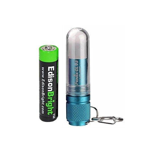 Fenix CL05 8 Lumen LipLight LED tri-color EDC light Emergency lamp (Blue body) with EdisonBright AAA battery bundle