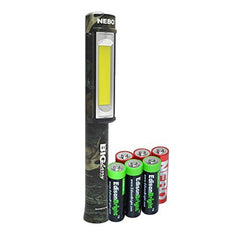 Nebo Big Larry (CAMO) 6382 400 lumen Flashlight COB LED Magnetic Worklight with 3 X EdisonBright AA Alkaline batteries bundle