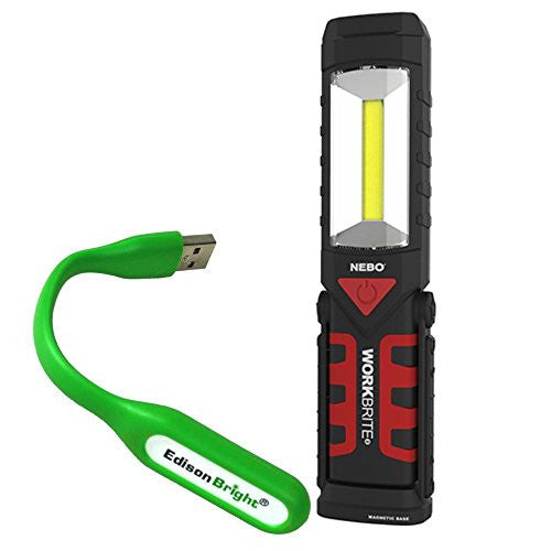 Nebo Workbrite-2 6304 AA battery powered worklight/flashlight with EdisonBright USB reading light bundle