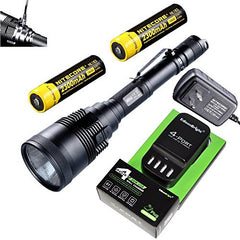 Nitecore MH41 2150 lumen CREE LED rechargeable flashlight/ searchlight, 2X Nitecore rechargeable 18650 batteries with EdisonBright 4 port USB charging hub bundle