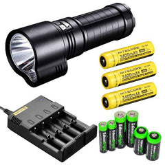 FENIX TK51 1800 Lumen Dual Beam CREE XM-L2 U2 LED Flashlight with 3X Nitecore NL189 18650 3400mAh Li-ion rechargeable batteries, Nitecore i4 intelligent home/car Charger and EdisonBright battery sampler pack bundle