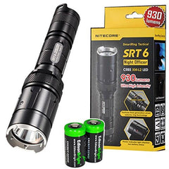 Nitecore SRT6 Night Officer (Black) 930 Lumens XM-L2 T6 LED Variable brightness Flashlight/searchlight with 2 X EdisonBright CR123A Batteries