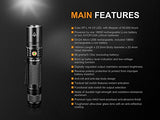 FENIX UC35 V2.0 USB Rechargeable 1000 Lumen CREE LED Flashlight with 3500mAh rechargeable battery, USB charging cable