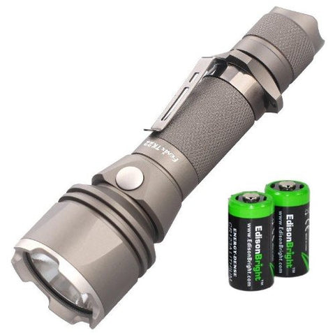 Fenix TK22 XM-L2 T6 680 Lumens Cree neutral LED lossless orange-peel reflector special edition Military Grey tactical Flashlight with 2 X EdisonBright CR123A Batteries