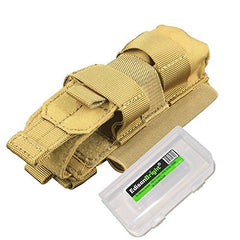 Nitecore NCP30 (Tan color) Molle compatible flashlight/magazine cordura holster with EdisonBright BBX3 battery case